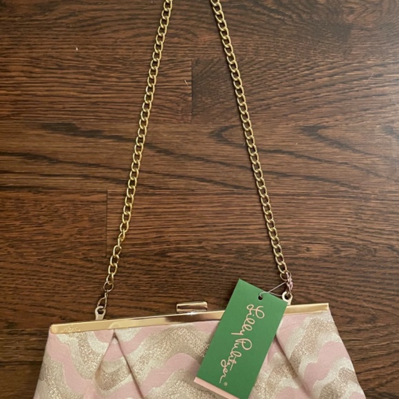 Lilly Pulitzer Opening Night Clutch Gold and Light Pink - New with tags! - Picture 3 of 6